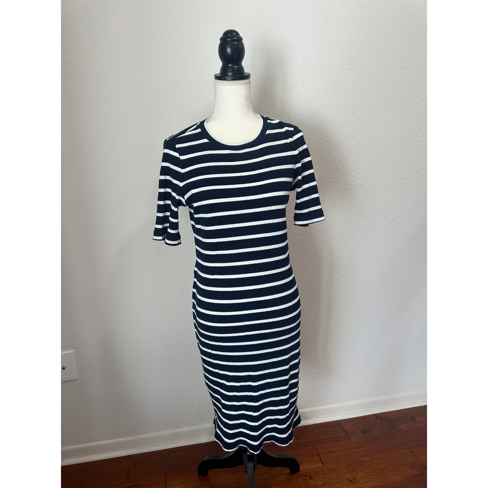 Banana Republic Stopped Midi T-Shirt Dress in Blue